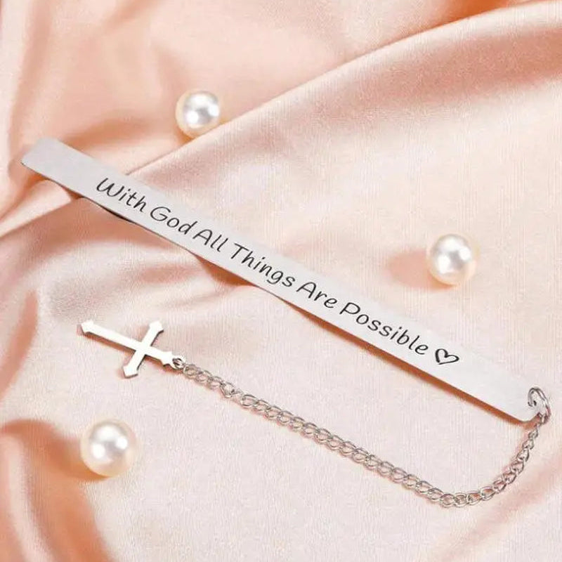 1PC Inspirational Bookmark with Bible Verse - 'With God All Things Are Possible' - Christian Religious Gift for Women, Men, Yout